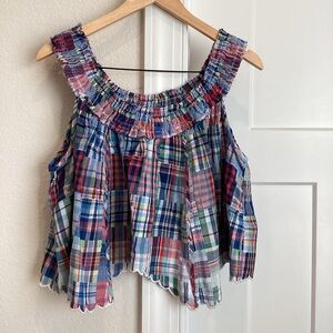 Anthropologie Multicolor Plaid Sleeveless Top